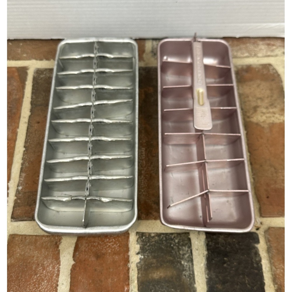Vintage 50s/60s Aluminum Ice Trays Frigidaire Quick Cube / Roll Up 20 Slot